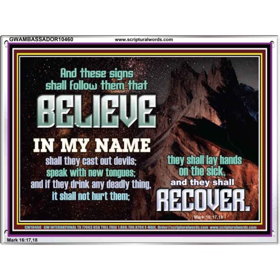 IN MY NAME SHALL THEY CAST OUT DEVILS  Christian Quotes Acrylic Frame  GWAMBASSADOR10460  