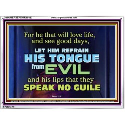 KEEP YOUR TONGUES FROM ALL EVIL  Bible Scriptures on Love Acrylic Frame  GWAMBASSADOR10497  "48x32"