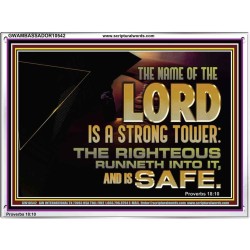 THE NAME OF THE LORD IS A STRONG TOWER  Contemporary Christian Wall Art  GWAMBASSADOR10542  "48x32"