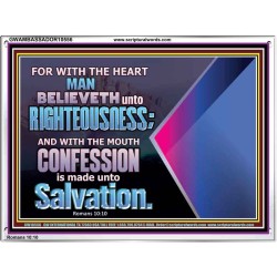 TRUSTING WITH THE HEART LEADS TO RIGHTEOUSNESS  Christian Quotes Acrylic Frame  GWAMBASSADOR10556  "48x32"