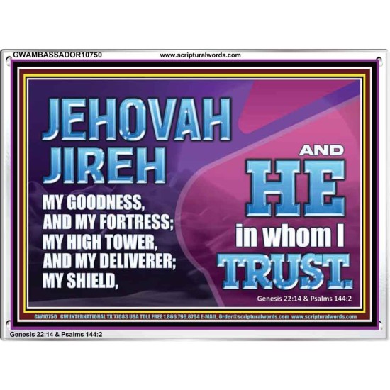 JEHOVAH JIREH OUR GOODNESS FORTRESS HIGH TOWER DELIVERER AND SHIELD  Encouraging Bible Verses Acrylic Frame  GWAMBASSADOR10750  