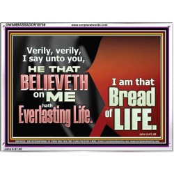 HE THAT BELIEVETH ON ME HATH EVERLASTING LIFE  Contemporary Christian Wall Art  GWAMBASSADOR10758  "48x32"