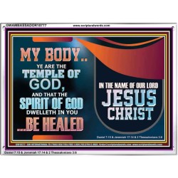 YOU ARE THE TEMPLE OF GOD BE HEALED IN THE NAME OF JESUS CHRIST  Bible Verse Wall Art  GWAMBASSADOR10777  "48x32"