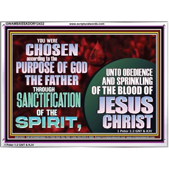 CHOSEN ACCORDING TO THE PURPOSE OF GOD THE FATHER THROUGH SANCTIFICATION OF THE SPIRIT  Church Acrylic Frame  GWAMBASSADOR12432  