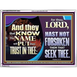 THEY THAT KNOW THY NAME WILL NOT BE FORSAKEN  Biblical Art Glass Acrylic Frame  GWAMBASSADOR12983  "48x32"