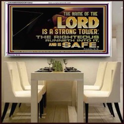 THE NAME OF THE LORD IS A STRONG TOWER  Contemporary Christian Wall Art  GWAMBASSADOR10542  "48x32"