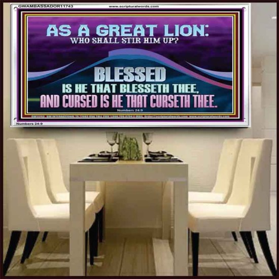 AS A GREAT LION WHO SHALL STIR HIM UP  Scriptural Portrait Glass Acrylic Frame  GWAMBASSADOR11743  