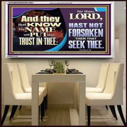 THEY THAT KNOW THY NAME WILL NOT BE FORSAKEN  Biblical Art Glass Acrylic Frame  GWAMBASSADOR12983  "48x32"