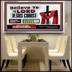 WHOSOEVER BELIEVETH ON HIM SHALL NOT BE ASHAMED  Contemporary Christian Wall Art  GWAMBASSADOR9917  "48x32"