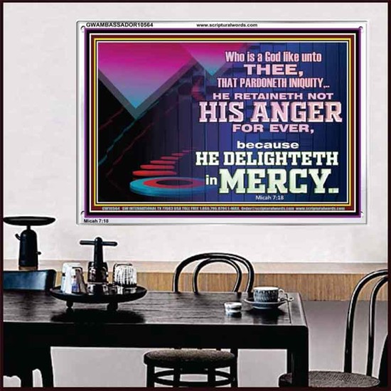 THE LORD DELIGHTETH IN MERCY  Contemporary Christian Wall Art Acrylic Frame  GWAMBASSADOR10564  