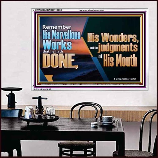 REMEMBER HIS WONDERS AND THE JUDGMENTS OF HIS MOUTH  Church Acrylic Frame  GWAMBASSADOR10659  