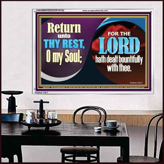 THE LORD HATH DEALT BOUNTIFULLY WITH THEE  Contemporary Christian Art Acrylic Frame  GWAMBASSADOR10792  