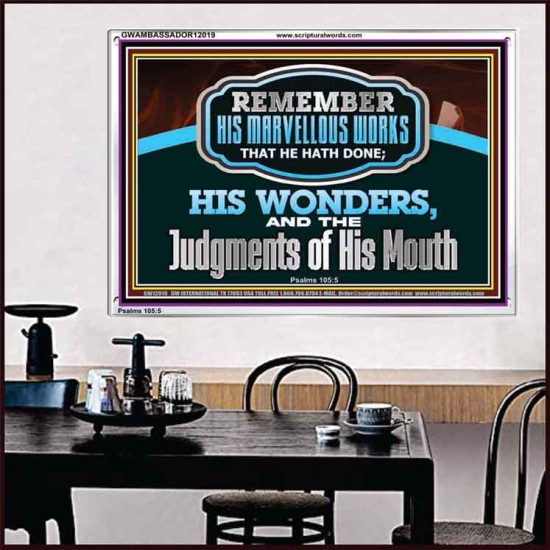 REMEMBER HIS MARVELLOUS WORKS THAT HE HATH DONE  Unique Power Bible Acrylic Frame  GWAMBASSADOR12019  