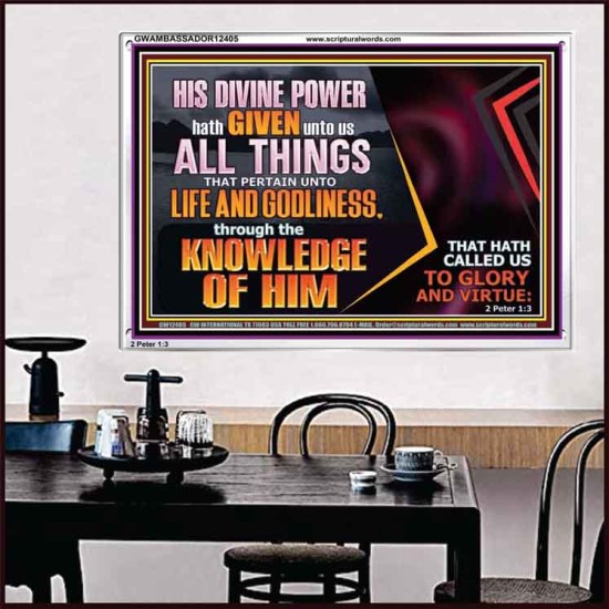 HIS DIVINE POWER HATH GIVEN UNTO US ALL THINGS  Eternal Power Acrylic Frame  GWAMBASSADOR12405  