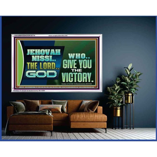 JEHOVAHNISSI THE LORD GOD WHO GIVE YOU THE VICTORY  Bible Verses Wall Art  GWAMBASSADOR10774  