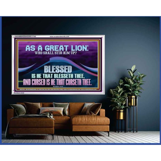 AS A GREAT LION WHO SHALL STIR HIM UP  Scriptural Portrait Glass Acrylic Frame  GWAMBASSADOR11743  