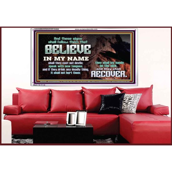 IN MY NAME SHALL THEY CAST OUT DEVILS  Christian Quotes Acrylic Frame  GWAMBASSADOR10460  