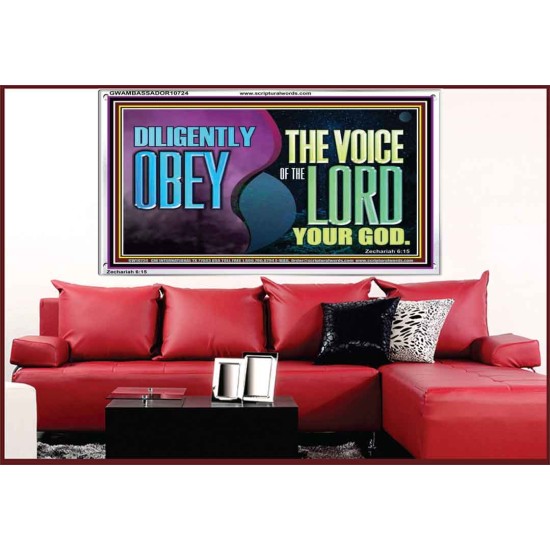 DILIGENTLY OBEY THE VOICE OF THE LORD OUR GOD  Bible Verse Art Prints  GWAMBASSADOR10724  