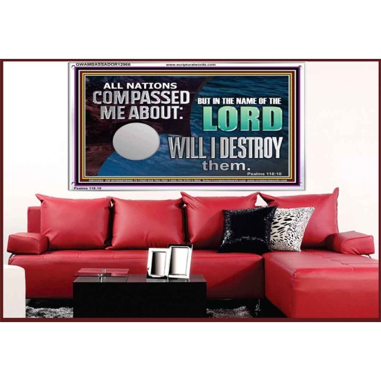 IN THE NAME OF THE LORD WILL I DESTROY THEM  Biblical Paintings Acrylic Frame  GWAMBASSADOR12966  