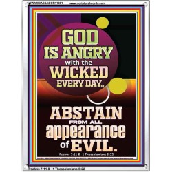 GOD IS ANGRY WITH THE WICKED EVERY DAY ABSTAIN FROM EVIL  Scriptural Décor  GWAMBASSADOR11801  "32x48"