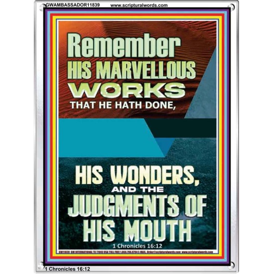 HIS MARVELLOUS WONDERS AND THE JUDGEMENTS OF HIS MOUTH  Custom Modern Wall Art  GWAMBASSADOR11839  