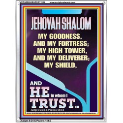 JEHOVAH SHALOM MY GOODNESS MY FORTRESS MY HIGH TOWER MY DELIVERER MY SHIELD  Unique Scriptural Portrait  GWAMBASSADOR11936  "32x48"