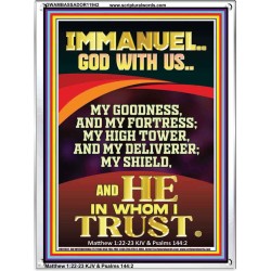 IMMANUEL GOD WITH US MY GOODNESS MY FORTRESS MY HIGH TOWER MY DELIVERER MY SHIELD  Children Room Wall Portrait  GWAMBASSADOR11942  "32x48"