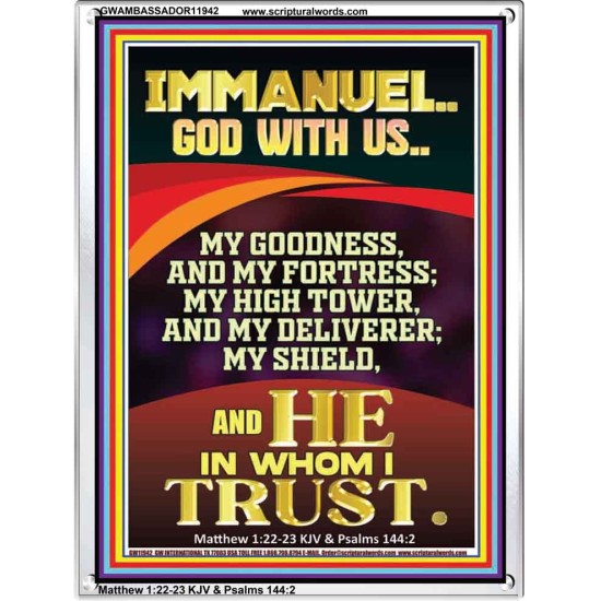 IMMANUEL GOD WITH US MY GOODNESS MY FORTRESS MY HIGH TOWER MY DELIVERER MY SHIELD  Children Room Wall Portrait  GWAMBASSADOR11942  