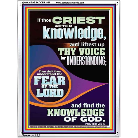 FIND THE KNOWLEDGE OF GOD  Bible Verse Art Prints  GWAMBASSADOR11967  