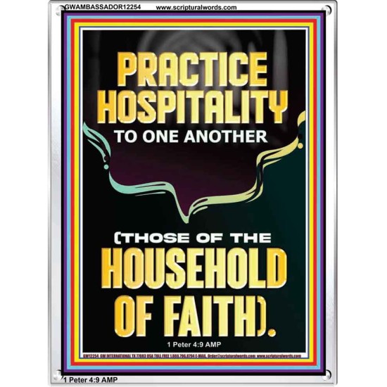 PRACTICE HOSPITALITY TO ONE ANOTHER  Contemporary Christian Wall Art Portrait  GWAMBASSADOR12254  