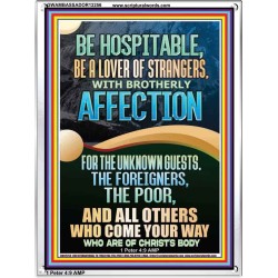 BE HOSPITABLE BE A LOVER OF STRANGERS WITH BROTHERLY AFFECTION  Christian Wall Art  GWAMBASSADOR12256  "32x48"