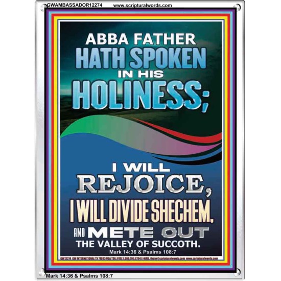 REJOICE I WILL DIVIDE SHECHEM AND METE OUT THE VALLEY OF SUCCOTH  Contemporary Christian Wall Art Portrait  GWAMBASSADOR12274  