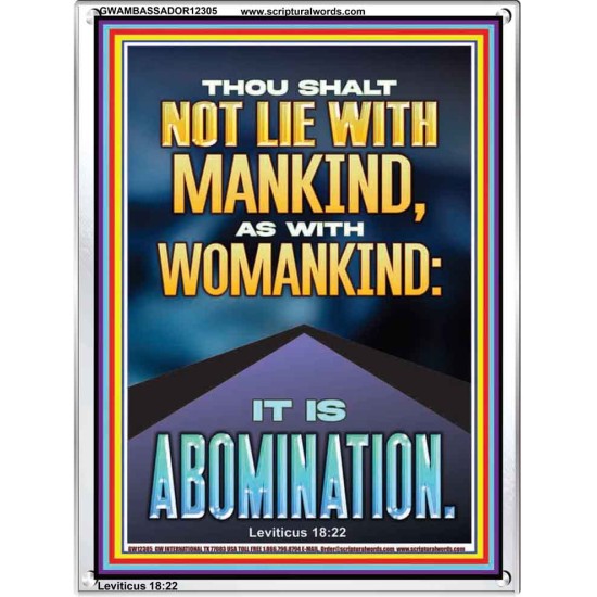 NEVER LIE WITH MANKIND AS WITH WOMANKIND IT IS ABOMINATION  Décor Art Works  GWAMBASSADOR12305  