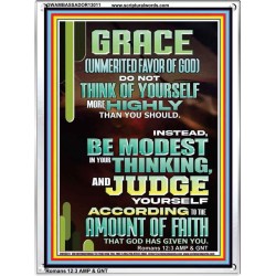 GRACE UNMERITED FAVOR OF GOD BE MODEST IN YOUR THINKING AND JUDGE YOURSELF  Christian Portrait Wall Art  GWAMBASSADOR13011  "32x48"
