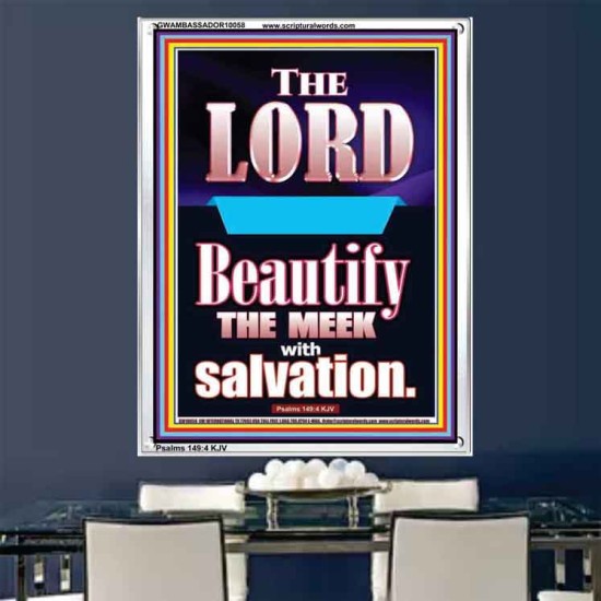 THE MEEK IS BEAUTIFY WITH SALVATION  Scriptural Prints  GWAMBASSADOR10058  