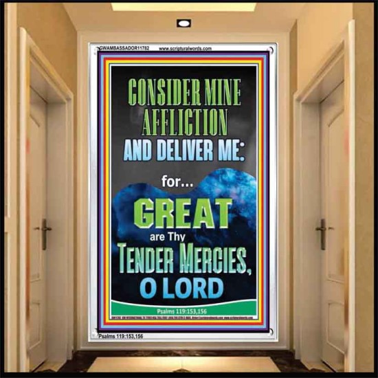 CONSIDER MINE AFFLICTION O LORD MY GOD  Christian Quote Portrait  GWAMBASSADOR11782  