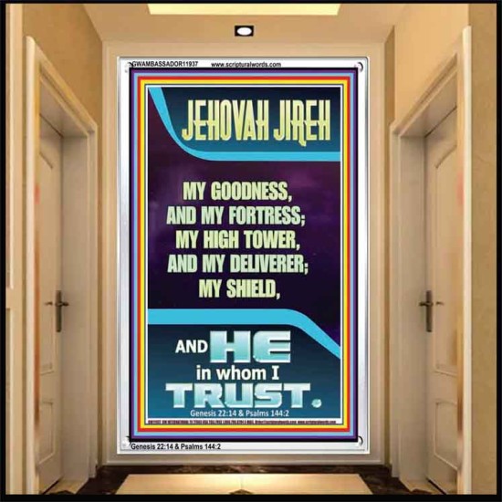 JEHOVAH JIREH MY GOODNESS MY HIGH TOWER MY DELIVERER MY SHIELD  Unique Power Bible Portrait  GWAMBASSADOR11937  