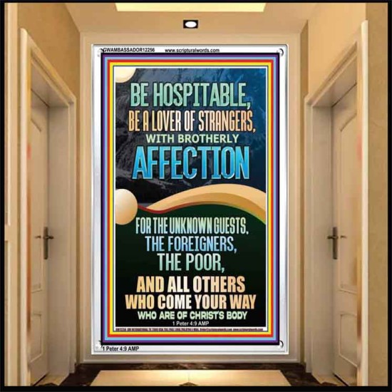 BE HOSPITABLE BE A LOVER OF STRANGERS WITH BROTHERLY AFFECTION  Christian Wall Art  GWAMBASSADOR12256  