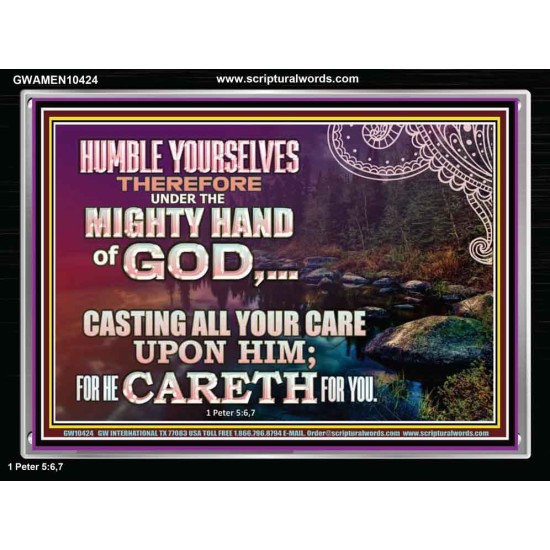 CASTING YOUR CARE UPON HIM FOR HE CARETH FOR YOU  Sanctuary Wall Acrylic Frame  GWAMEN10424  