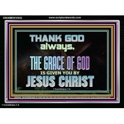 THANKING GOD ALWAYS OPENS GREATER DOOR  Scriptural Décor Acrylic Frame  GWAMEN10442  "33x25"