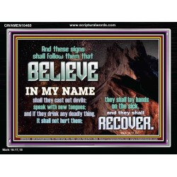 IN MY NAME SHALL THEY CAST OUT DEVILS  Christian Quotes Acrylic Frame  GWAMEN10460  "33x25"