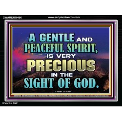 GENTLE AND PEACEFUL SPIRIT VERY PRECIOUS IN GOD SIGHT  Bible Verses to Encourage  Acrylic Frame  GWAMEN10496  "33x25"