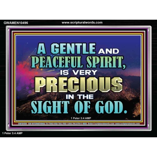 GENTLE AND PEACEFUL SPIRIT VERY PRECIOUS IN GOD SIGHT  Bible Verses to Encourage  Acrylic Frame  GWAMEN10496  