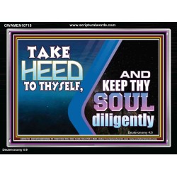 TAKE HEED TO THYSELF AND KEEP THY SOUL DILIGENTLY  Sanctuary Wall Acrylic Frame  GWAMEN10718  "33x25"