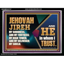 JEHOVAH JIREH OUR GOODNESS FORTRESS HIGH TOWER DELIVERER AND SHIELD  Scriptural Acrylic Frame Signs  GWAMEN10747  