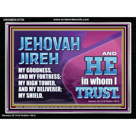 JEHOVAH JIREH OUR GOODNESS FORTRESS HIGH TOWER DELIVERER AND SHIELD  Encouraging Bible Verses Acrylic Frame  GWAMEN10750  