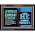 JEHOVAH ADONAI TZIDKENU OUR RIGHTEOUSNESS OUR GOODNESS FORTRESS HIGH TOWER DELIVERER AND SHIELD  Christian Quotes Acrylic Frame  GWAMEN10753  "33x25"