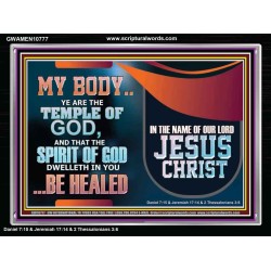 YOU ARE THE TEMPLE OF GOD BE HEALED IN THE NAME OF JESUS CHRIST  Bible Verse Wall Art  GWAMEN10777  "33x25"