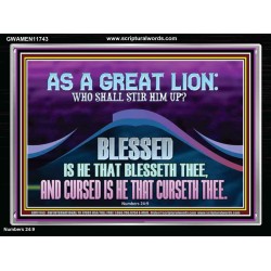 AS A GREAT LION WHO SHALL STIR HIM UP  Scriptural Portrait Glass Acrylic Frame  GWAMEN11743  