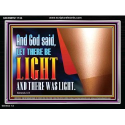 AND GOD SAID LET THERE BE LIGHT AND THERE WAS LIGHT  Biblical Art Glass Acrylic Frame  GWAMEN11744  